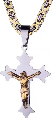 Image de Collier pour homme LO-32537 Cross - Or / Argent KP32537