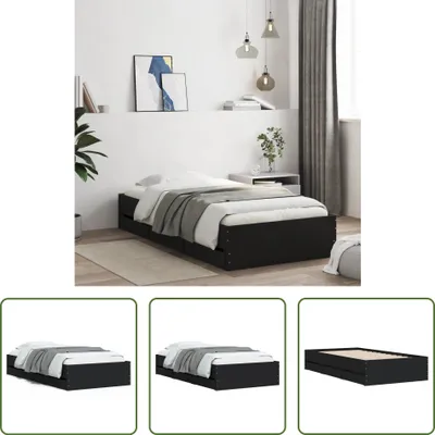 Produktbild von The Living Store Bettgestell mit Schubladen Schwarz 75x190 cm Holzwerkstoff