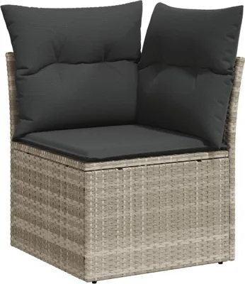 Produktbild von Garten-Ecksofa mit Kissen Hellgrau Poly Rattan