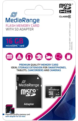 Produktbild von 16 GB microSDHC (schwarz, Class 10)