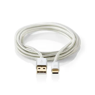 Immagine prodotto di Cavo USB Nedis - USB 2.0 - USB-A maschio - USB-C maschio - 15 W - 480 Mbps - Placcato oro - 2,00 m - Rotondo - Intrecciato / Nylon - Alluminio - Imballo con finestra di visualizzazione