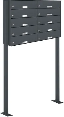 Produktbild von 10er Farbe Standbriefkasten Freistehend Durchwurfanlage RAL 7016 Anthrazit