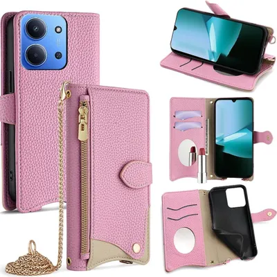 Obrázok produktu pre Pre Xiaomi Redmi 15C 5G / 4G Design Crossbody Leatherette Protective Case Pink