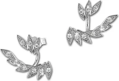 Produktbild von SilberDream weiß Ohrringe Ear Cuff Blätter Zirkonia Silber Ohrstecker GSO450W