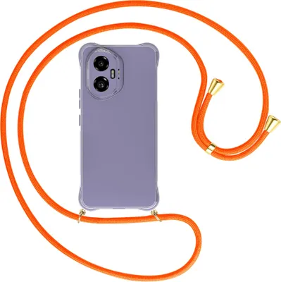 Produktbild von Handykette Backcover-Schutzhülle mit Band (Metall goldfarben) für Honor 300 5G - neonorange