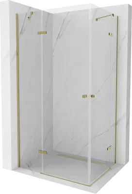 Produktbild von Mexen Roma Duo kippbare Duschabtrennung 90 x 80 cm, Transparent, Gold - 854-090-080-50-00-02