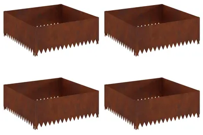 Obrázok produktu pre vidaXL Ohraničenie trávnika, 4 ks, 100 x 100 x 35 cm, oceľ, hrdzavá