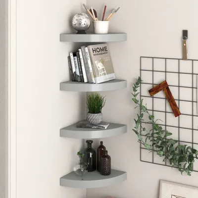 Produktbild von Eck-Schweberegale 4 Stk. Grau 25x25x3,8 cm MDF , Wandregale Design 2024