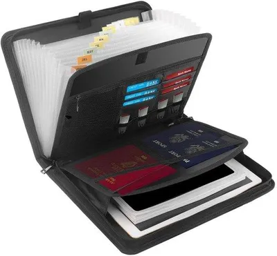 Immagine prodotto di Borsa portadocumenti ignifuga A4 impermeabile con 13 scomparti e cerniera