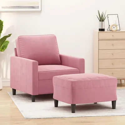 Produktbild von Rosa Sessel mit 60 cm Hocker aus Samt, 19.55 kg