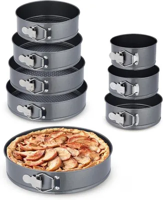 Image de Lot de 6 moules à pâtisserie ronds - Ø 14, 18, 20, 24, 26 et 28 cm - Gâteaux et tartes - Moules antiadhésifs - Anthracite