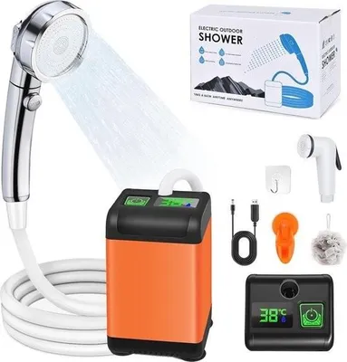 Zdjęcie produktu dla Przenośny prysznic kempingowy z akumulatorem 6000 mAh i cyfrowym wyświetlaczem temperatury