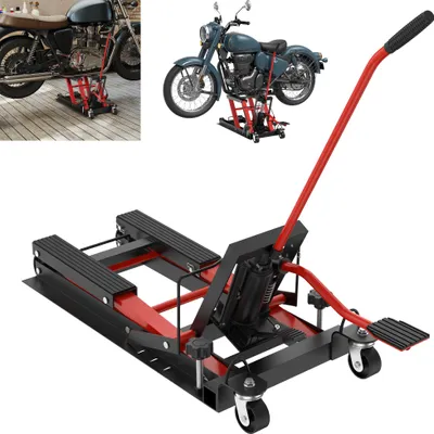 Produktbild von XINZI Motorradheber 680kg (1500lbs) Hydraulik – Klappbar & tragbar, dreistufiger Sicherheitsverriegelung, rutschfeste Plattform, für Werkstatt/Garage