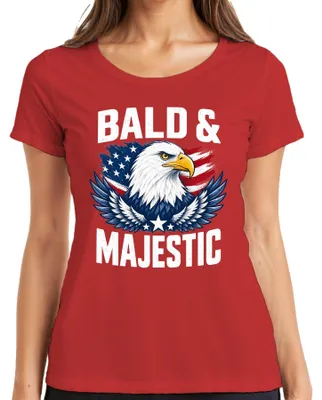 Produktbild von Bald And Majestic Adler USA Flagge American Eagle Weißkopfseeadler Damen T-Shirt, Rot, XXL