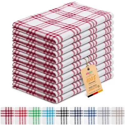 Produktbild von EllaTex 10er Pack Geschirrtücher Geschirrhandtücher 50x70 cm 100% Baumwolle Küchentücher Set saugstark Farbe: Burgund