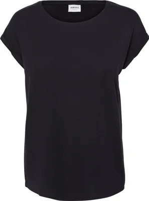 Image de T-shirt basique uni col rond manches courtes haut | S