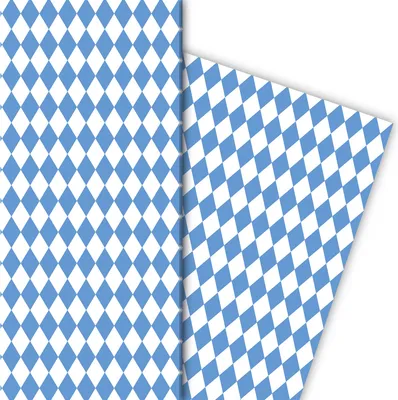 Produktbild von Bayrisches Geschenkpapier mit Rauten Muster in blau - G7215, 32 x 48cm