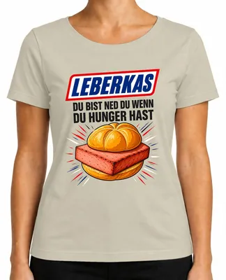 Obrázok produktu pre Leberkas: Tričko s nápisom "Si to ty?", tradičné bavorské oblečenie (košeľa, kožené nohavice), dámske tričko, farba: prírodná, veľkosť: S
