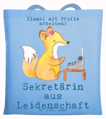 Produktbild von Mr. & Mrs. Panda Tote Bag Sekretärin Leidenschaft - Sky Blue - Geschenk, Tasche, Uni, Shopping, Einkaufstasche, Alltagstasche