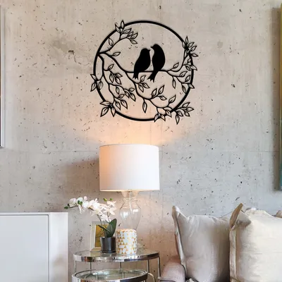 Image de Wallity, Birds In The Tree, Accessoire mural décoratif en métal, 100 % METAL (épaisseur : 1,2 mm), noir, 49,5 x 48 cm