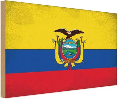 Produktbild von vianmo Holzschild 20x30 cm Ecuador Vintage Flagge Fahne Wappen