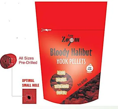 Produktbild von Carp Zoom Pellets mit Loch Bloody Halibut Hook Pellets 150g CZ4926