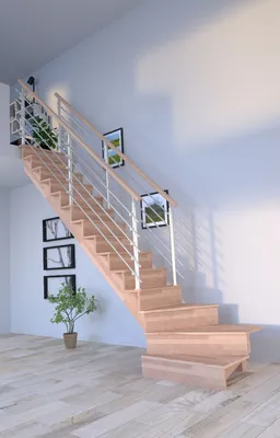 Produktbild von Holztreppe Lindos (Buche) in  1/4 gewendelter Ausführung links-100 cm-Design Geländer Edelstahl-beidseitig-mit Setzstufen