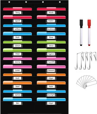 Image de Classeur noir à 24 compartiments avec étiquettes, pour la salle de classe et le bureau, permet de ranger dossiers et documents