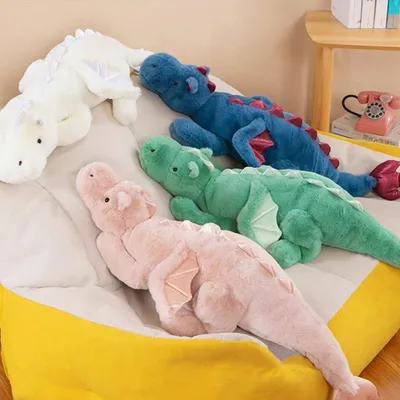 Image de Grand dragon en peluche, blanc, 110 cm, peluche pour enfants