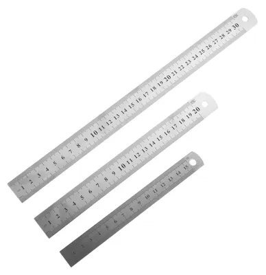 Obrázok produktu pre Nerezové pravítko 15, 20, 30 cm, Meranie v mm a palcoch, Odolné a Robustné, pre Školu