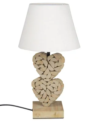 Produktbild von Tischlampe Herzen Nature H. 37cm naturbraun mit Stoffschirm Formano