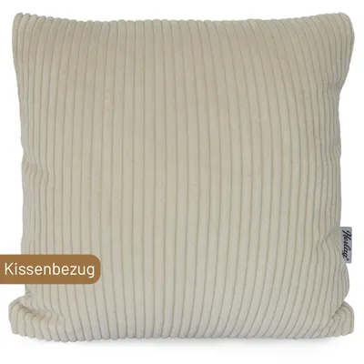 Produktbild von Herlag Kissenbezug ELLA 50 × 50 cm, Cord, Kissenhülle, flauschig, waschbar bis 40 °C,  100 , Hergestellt in Europa, Cremeweiß