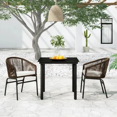 Produktbild von The Living Store 3-tlg. Garten-Essgruppe Braun
