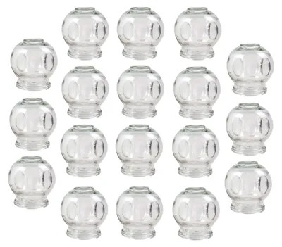 Produktbild von Schröpfgläser Set aus Glas, Cupping für Wellness, Vakuum Massage & kosmetische Anwendungen, Glas Schröpfset für Entspannung, Banki (18 Stück, 4,5 cm)