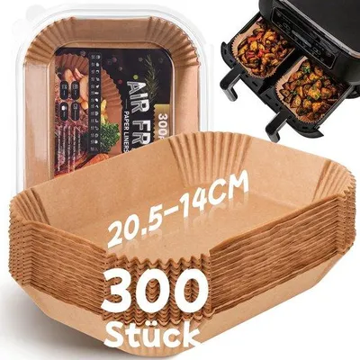Obrázek produktu pro Papír na pečení pro horkovzdušnou fritézu s dvojitou komorou, 20,5 x 14 cm, pro fritézu Dual-Zone, sada 300 listů