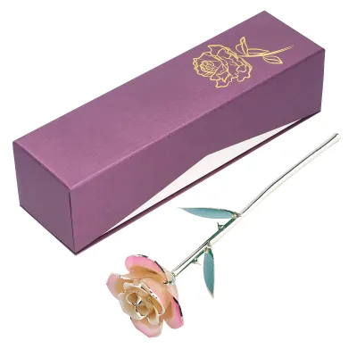 Image de Fleur de rose dorée, fleur de rose plaquée or 24K, fleur de rose en cadeau, fleur de rose artificielle dorée, rose en or 24K, rose éternelle plaquée or 24K