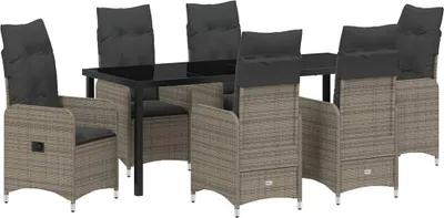 Image de Ensemble de salle à manger pour jardin 7 pcs Gris polyrotin