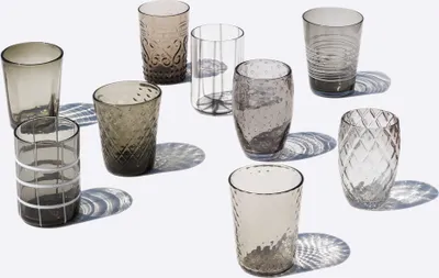 Immagine prodotto di Zafferano Melting Pot Set 6 Bicchieri Monocolore - Grigio - Vetro Soffiato a Mano, 32 cl - Tumbler Artigianali per Acqua e Cocktail