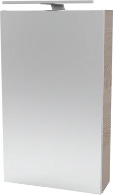 Produktbild von Fackelmann B.CLEVER Spiegelschrank mit LED-Beleuchtung  Alibertschrank für Bad und Gäste-WC (40 x 68 x 15,3 cm)  SBC Badschrank mit Spiegel in Holz Braun  Tür links