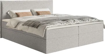 Produktbild von Selsey Softie – Boxspringbett 160x200 cm mit Topper und Stauraum, Chenille, Hellgrau