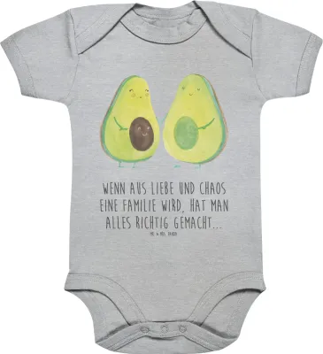 Produktbild von Mr. & Mrs. Panda Strampler Baby Avocado Pärchen 3. - 6. Monat - Heather Grey - Geschenk, Babybody, Familie, overall, Babystrampler, Liebe, Schwangerschaft