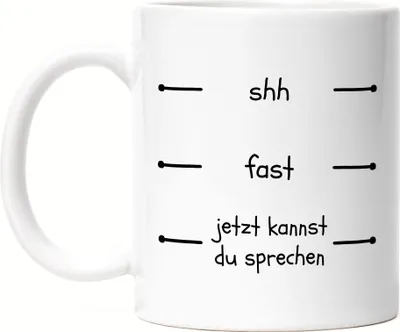 Produktbild von Shh Fast Jetzt Kannst du Sprechen Emaille Tasse Morgenmuffel Kaffeetrinker Büro-Tasse Nerv Nicht
