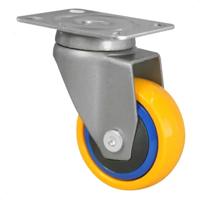Produktbild von WAGNER Design 3C - Lenkrolle soft - Durchmesser Ø 50 mm, blau / gelb, Kugellager, Anschraubplatte, Tragkraft 50 kg - 01225001