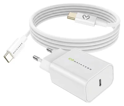 Immagine prodotto di Mayaxess, alimentatore da 20 W per Xiaomi 14T Pro + cavo USB-C da 1 m, bianco