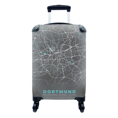 Produktbild von MuchoWow® Koffer Handgepäck Trolley Rollkoffer Kleine Reisekoffer mit 4 Rollen - Blau - Deutschland - Karte - Stadtplan - Dortmund - Cabin Size < 55x40x23 cm & 55x40x20 cm - Fotokoffer - Kabinenkoffer - Boardgepäck - Reise-Box - Reisekoffer - Reisegepäck - Koffer mit Bild - Trolley für Kinder