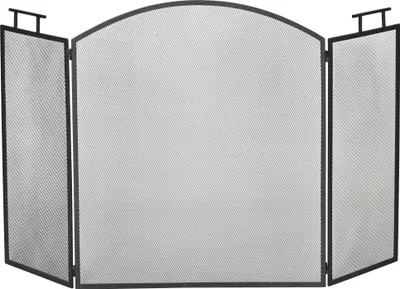 Produktbild von Kaminschutzgitter Metall, Funkenschutzgitter faltbar, Feuerschirm, Ofenschutzgitter, Schwarz  |  2,4 kg  |  bis 128 cm aufgeklappt  |  110 x 76,5 cm