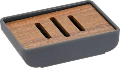 Image de TENDANCE | Porte-savon - Porte-savon - 11x8x2cm - gris brun - Porte-savon - Salle de bain Décoration moderne