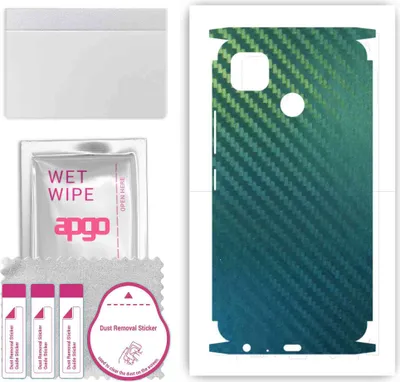 Produktbild von apgo Rückseite + Seiten Schutzfolie, Skin, kompatibel mit Tecno Pop 4, Hinten Displayschutzfolie aus Vinylfolie, kratzfest, einfache Montage - Kohlenstoff-Chamäleon CAKA1