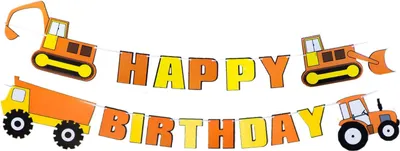 Produktbild von Oblique Unique Happy Birthday Girlande Banner mit Baufahrzeugen für Kinder Geburtstag Party Deko für Jungs