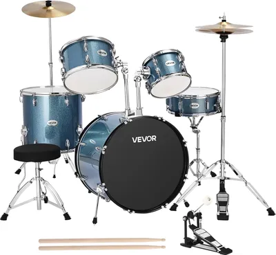 Produktbild von VEVOR Schlagzeug-Set, 5-teilig, Drum Kit mit Bass, Snare, Tom-Toms, Standtom, Crash-Becken, Hi-Hat, Musik-Lern-Instrumentenset, für Anfänger